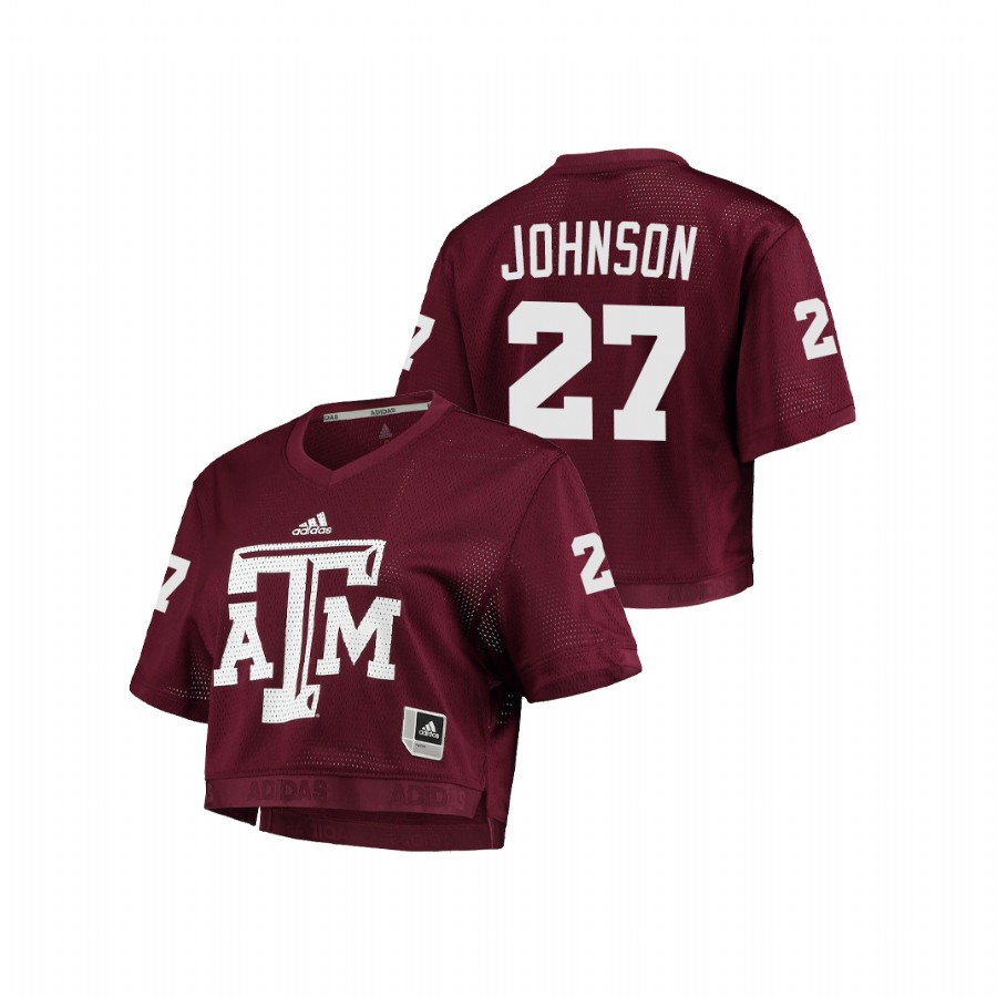 women's texas a&m aggies antonio johnson maroon primegreen v neck cropped jersey