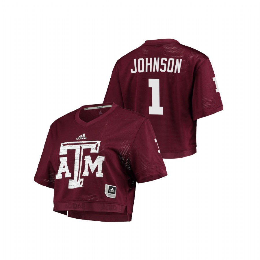 women's texas a&m aggies buddy johnson maroon primegreen v neck cropped jersey
