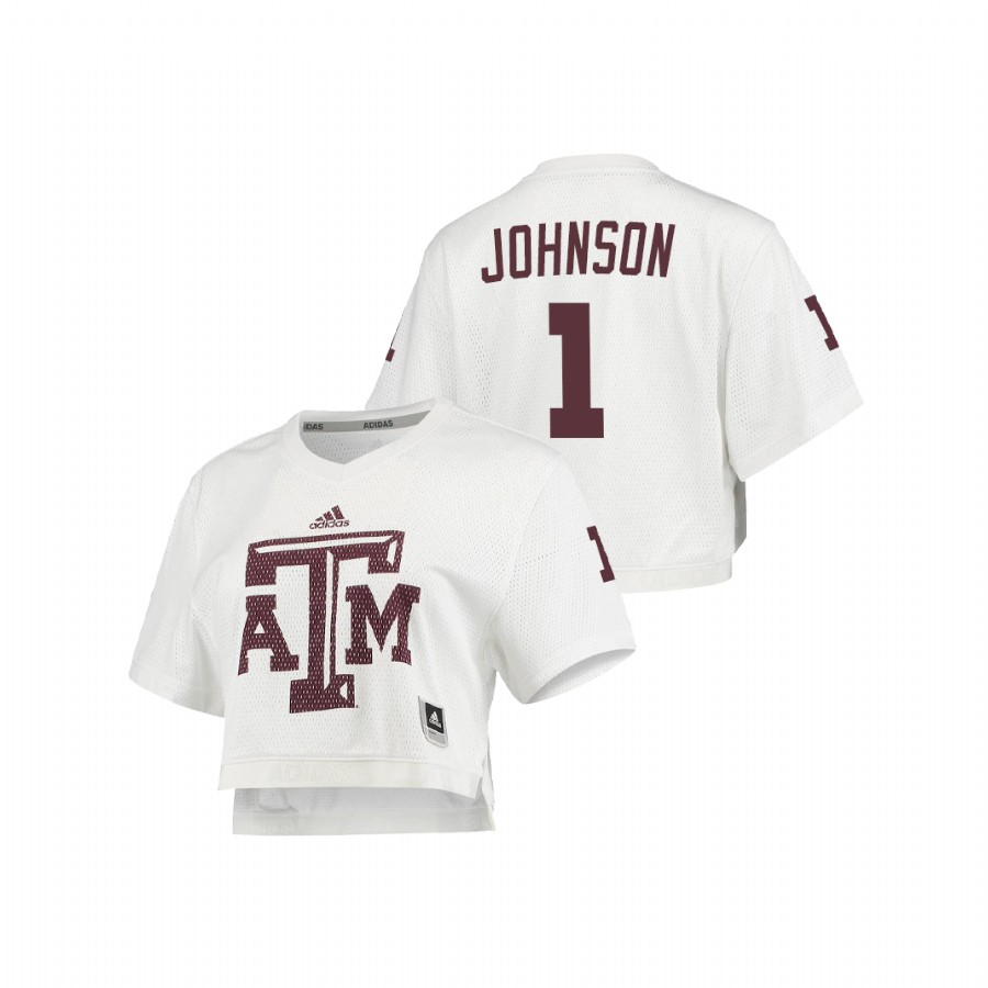 women's texas a&m aggies buddy johnson white primegreen v neck cropped jersey
