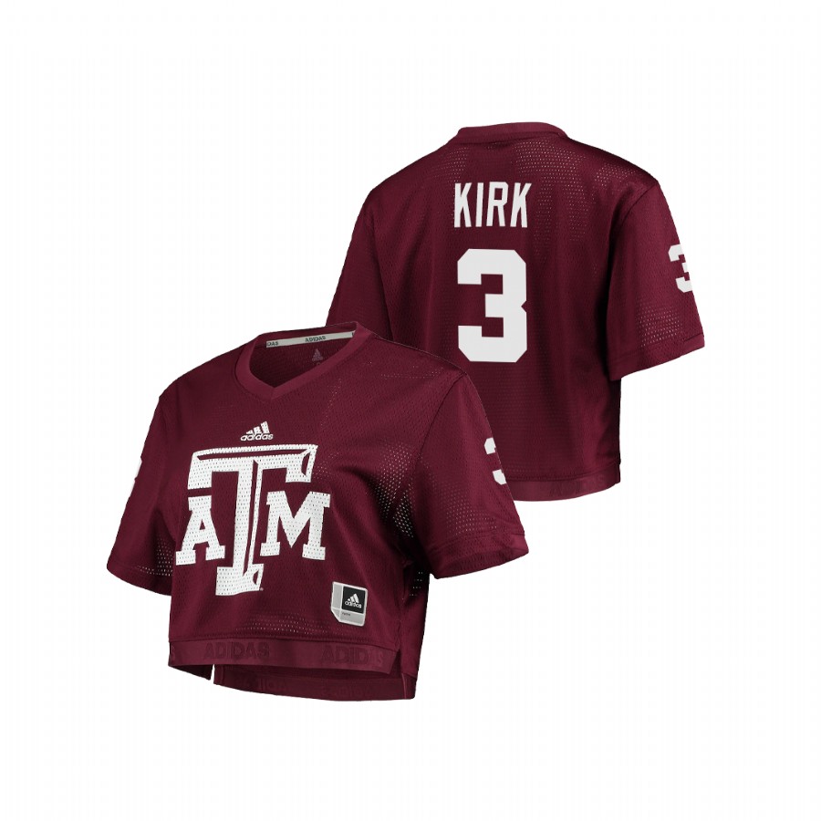 women's texas a&m aggies christian kirk maroon primegreen v neck cropped jersey