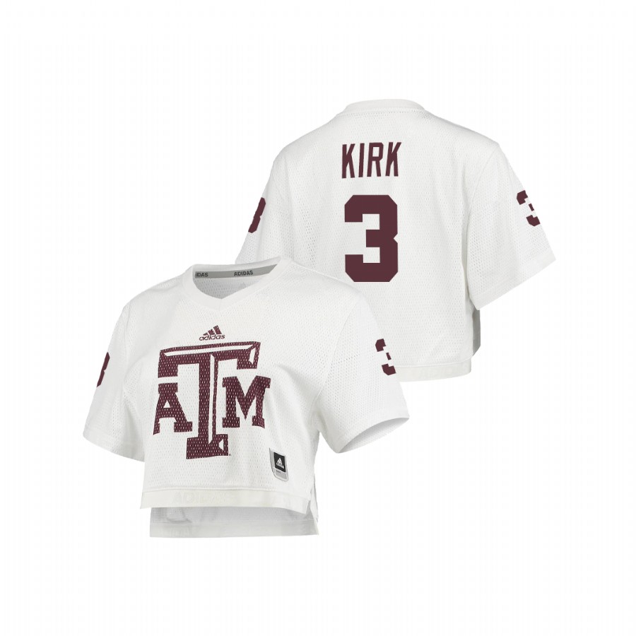 women's texas a&m aggies christian kirk white primegreen v neck cropped jersey