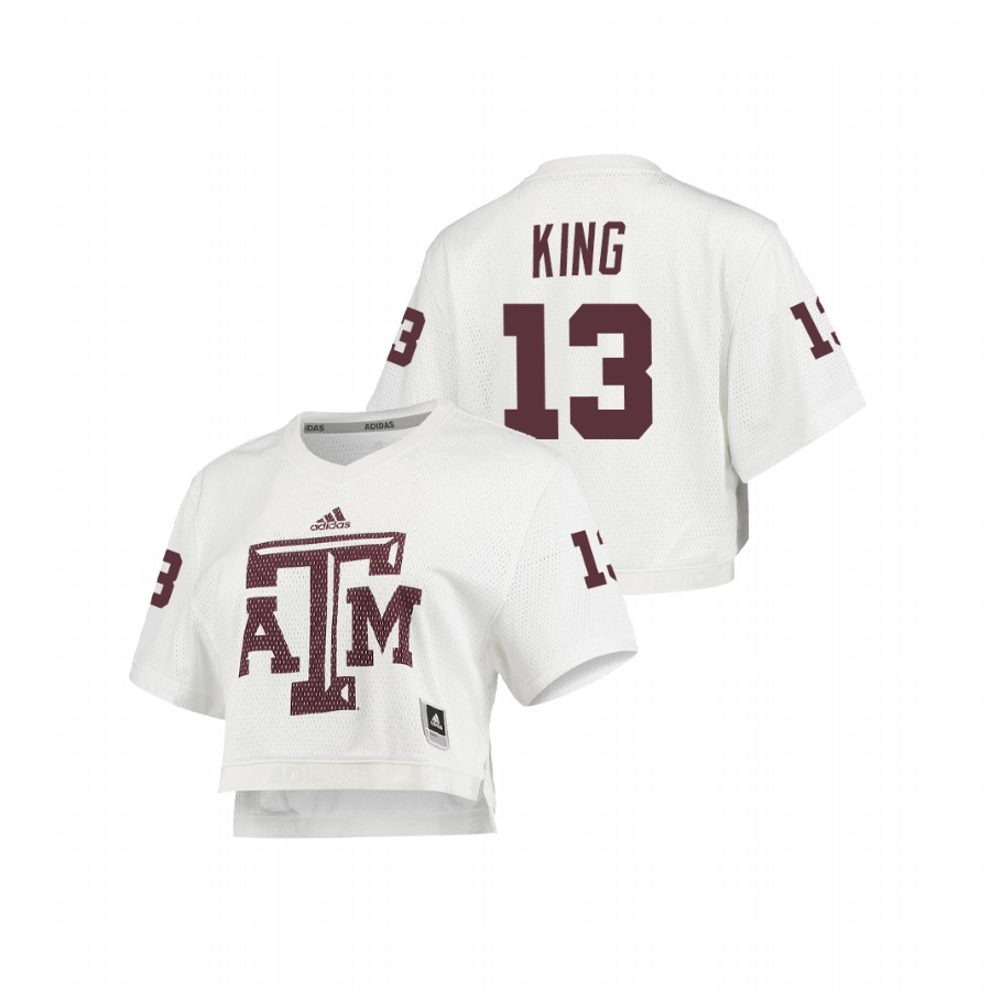 women's texas a&m aggies haynes king white primegreen v neck cropped jersey