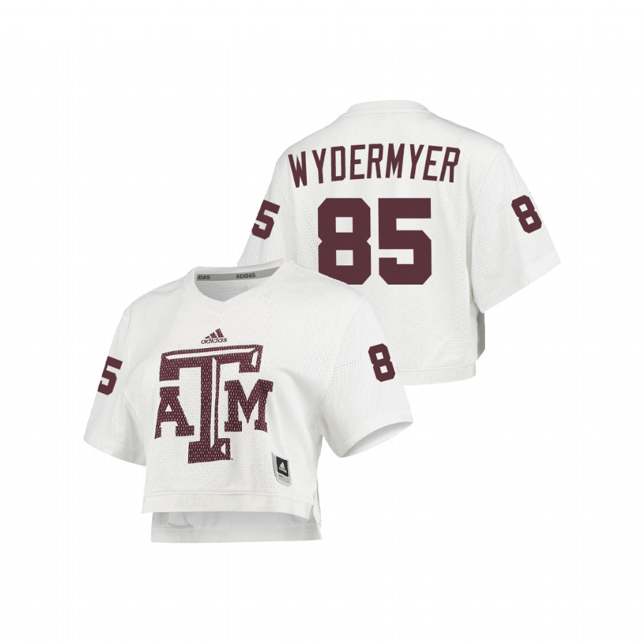 women's texas a&m aggies jalen wydermyer white primegreen v neck cropped jersey