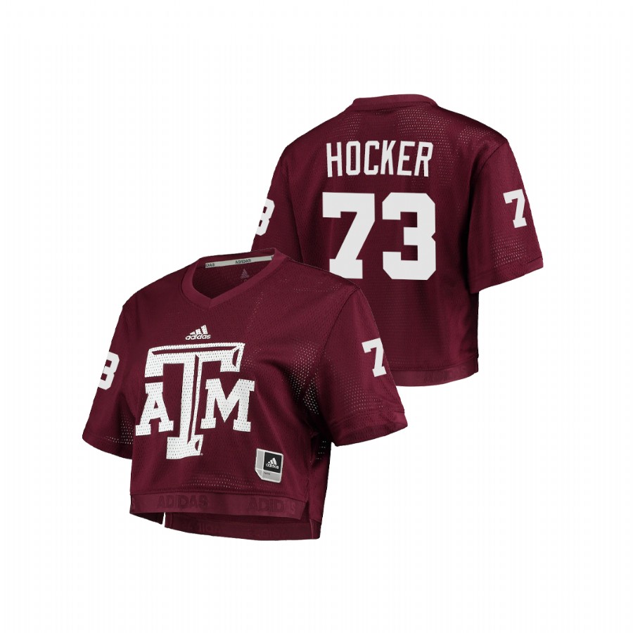 women's texas a&m aggies jared hocker maroon primegreen v neck cropped jersey