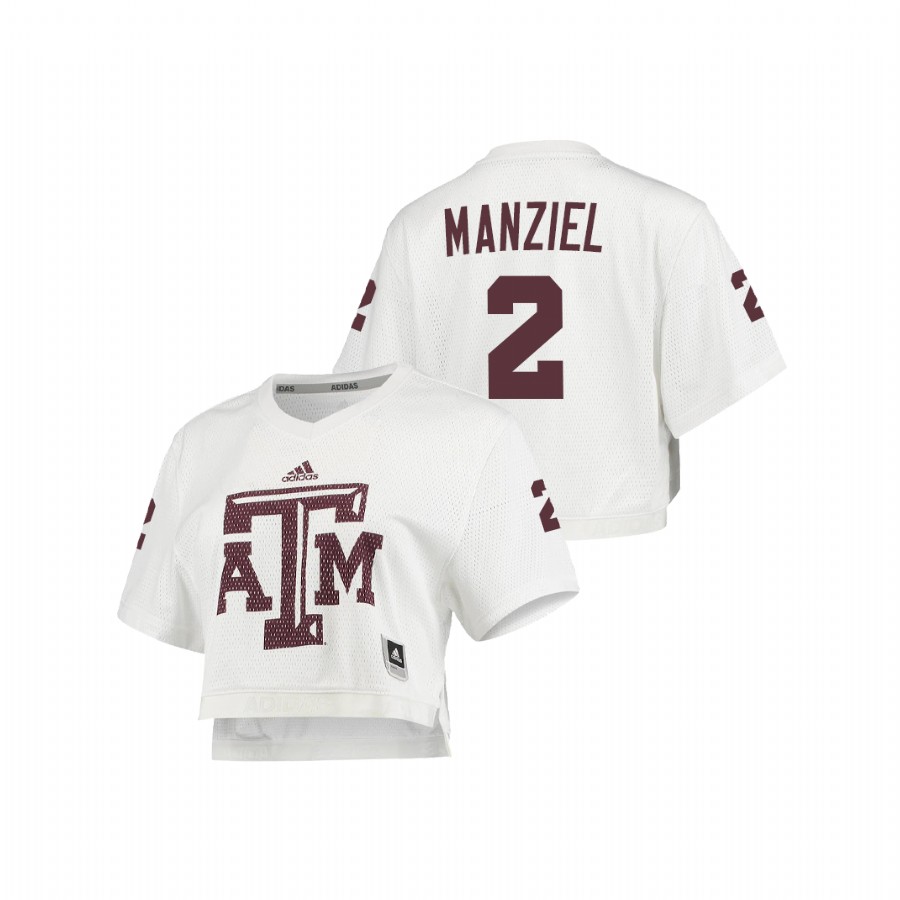 women's texas a&m aggies johnny manziel white primegreen v neck cropped jersey