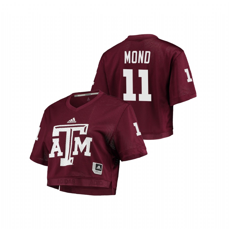 women's texas a&m aggies kellen mond maroon primegreen v neck cropped jersey