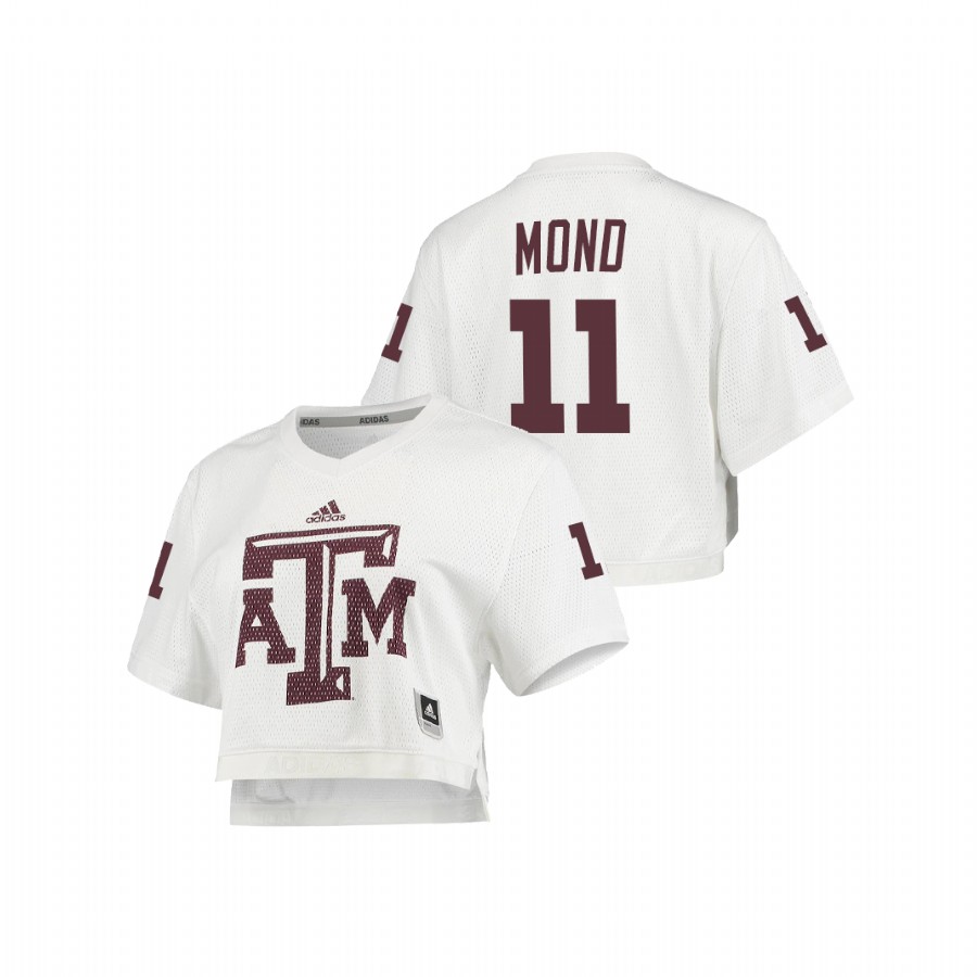 women's texas a&m aggies kellen mond white primegreen v neck cropped jersey