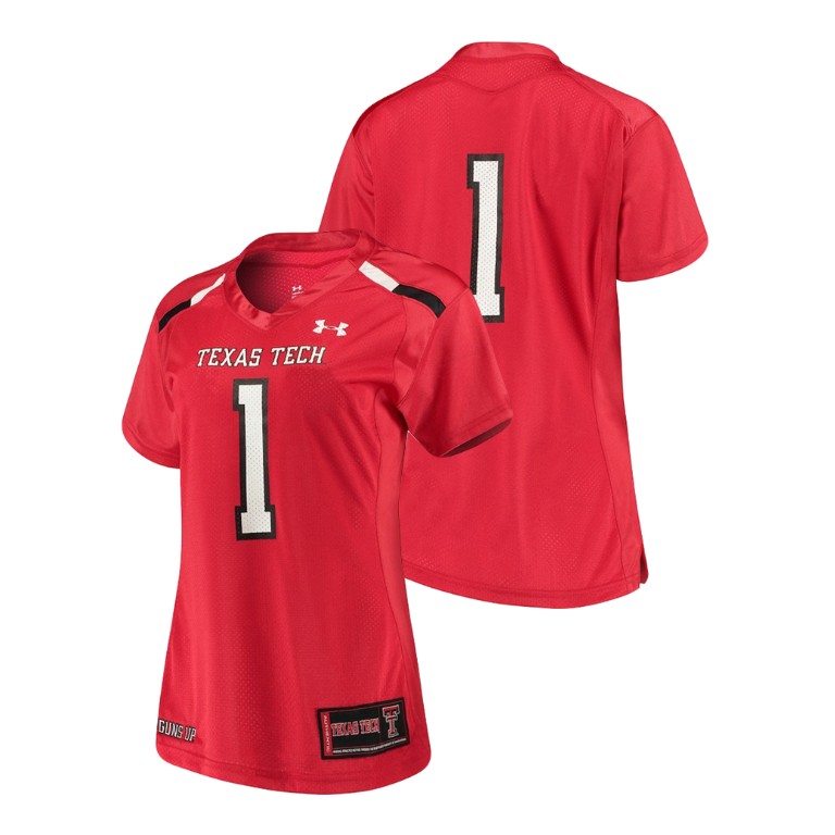 women's texas tech red raiders 1 red college football finished replica jersey
