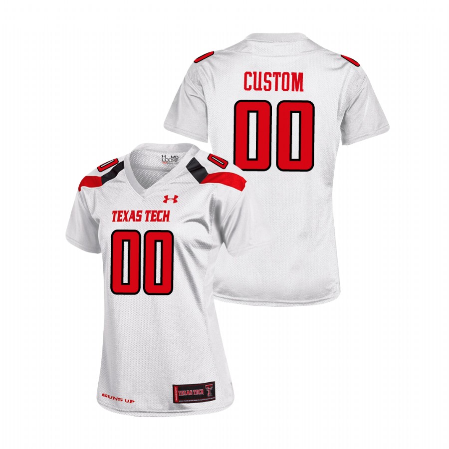women's texas tech red raiders custom white replica football jersey