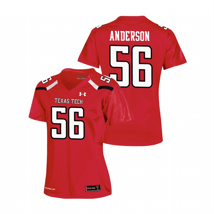 women's texas tech red raiders jack anderson red replica football jersey