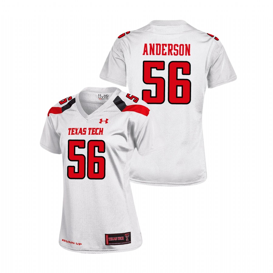 women's texas tech red raiders jack anderson white replica football jersey