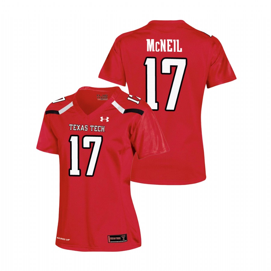 women's texas tech red raiders parker mcneil red replica football jersey