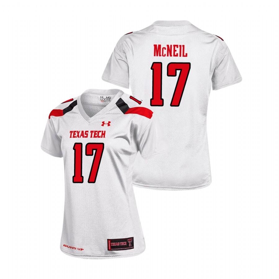 women's texas tech red raiders parker mcneil white replica football jersey
