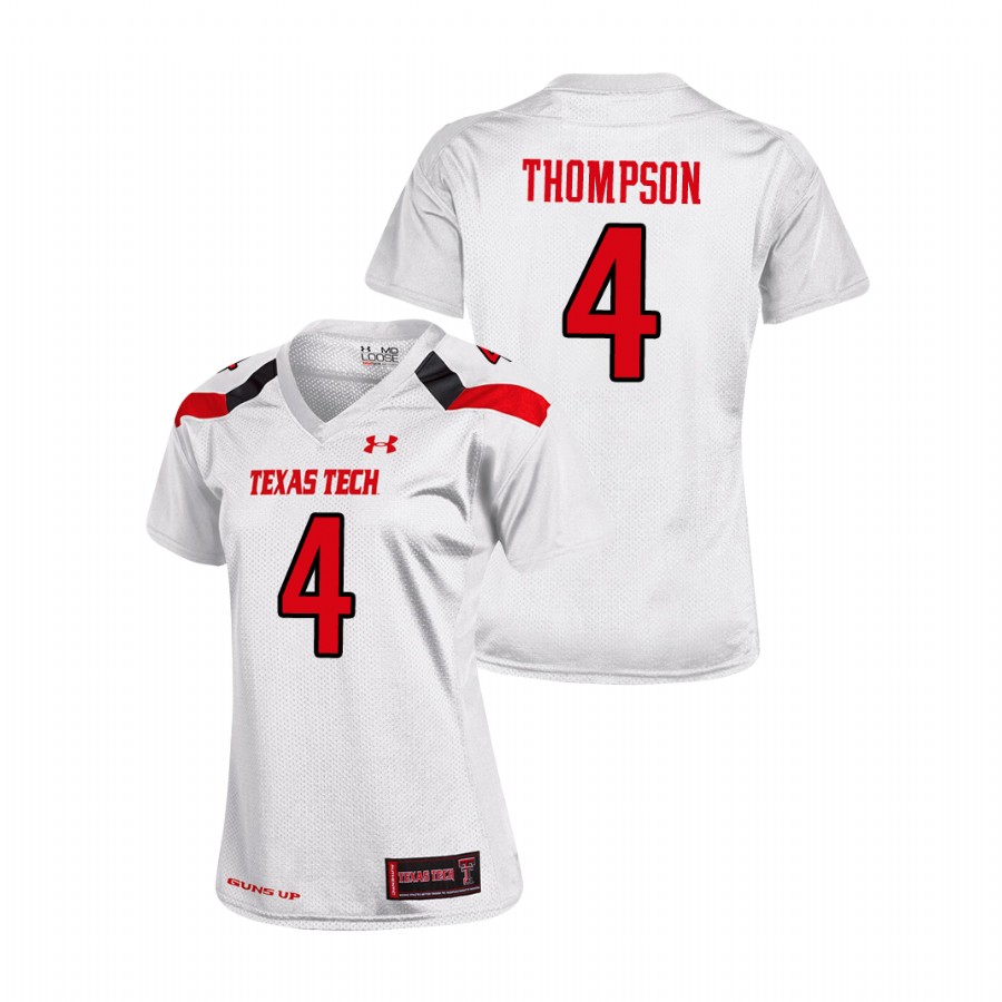 women's texas tech red raiders sarodorick thompson white replica football jersey