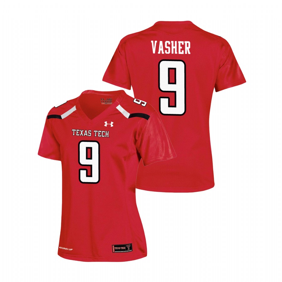 women's texas tech red raiders t. j. vasher red replica football jersey