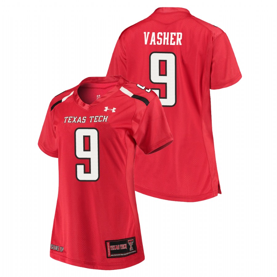 women's texas tech red raiders t. j. vasher red replica jersey
