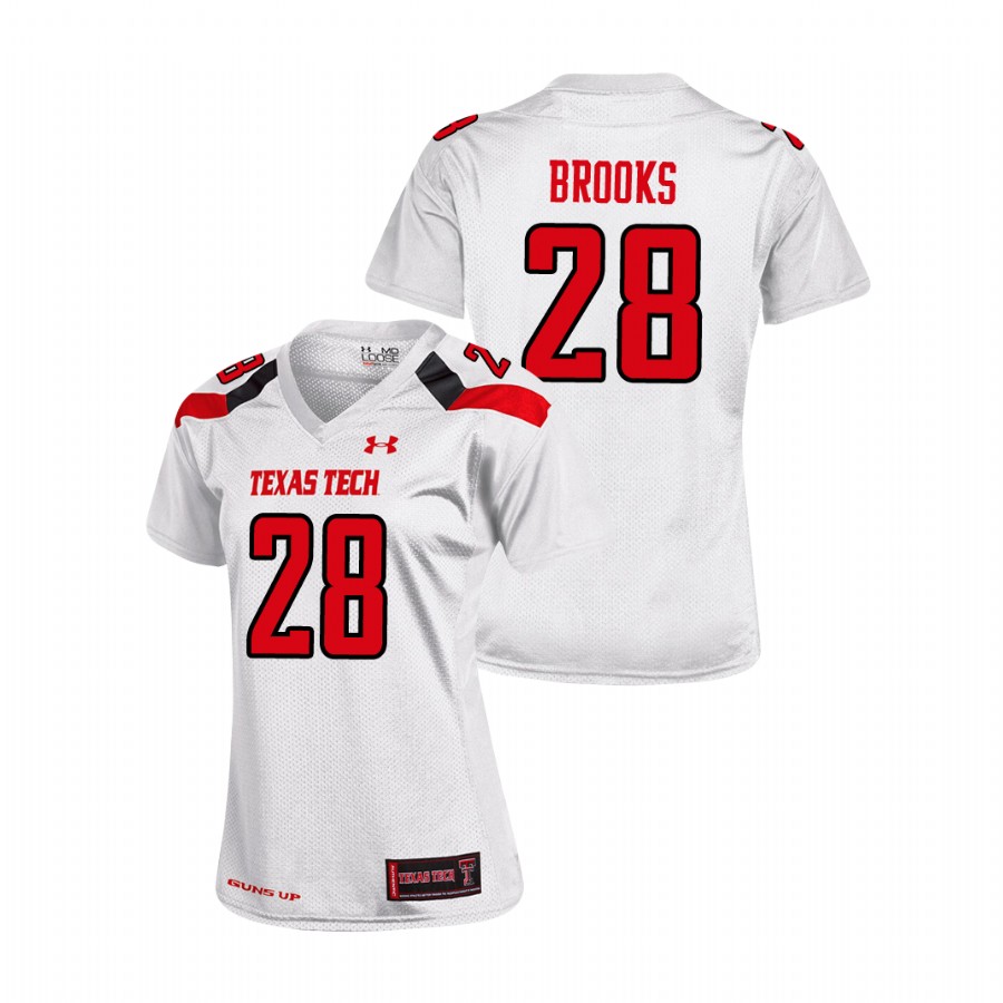 women's texas tech red raiders tahj brooks white replica football jersey