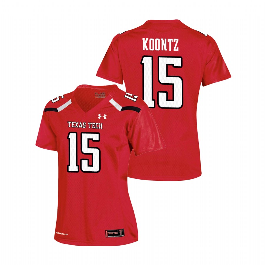 women's texas tech red raiders travis koontz red replica football jersey