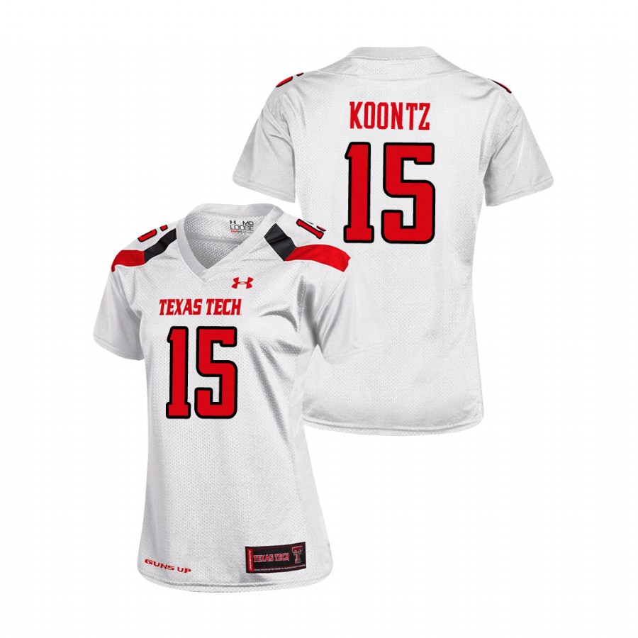 women's texas tech red raiders travis koontz white replica football jersey