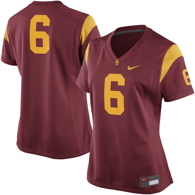 women's trojans cardinal 6 replica football jersey