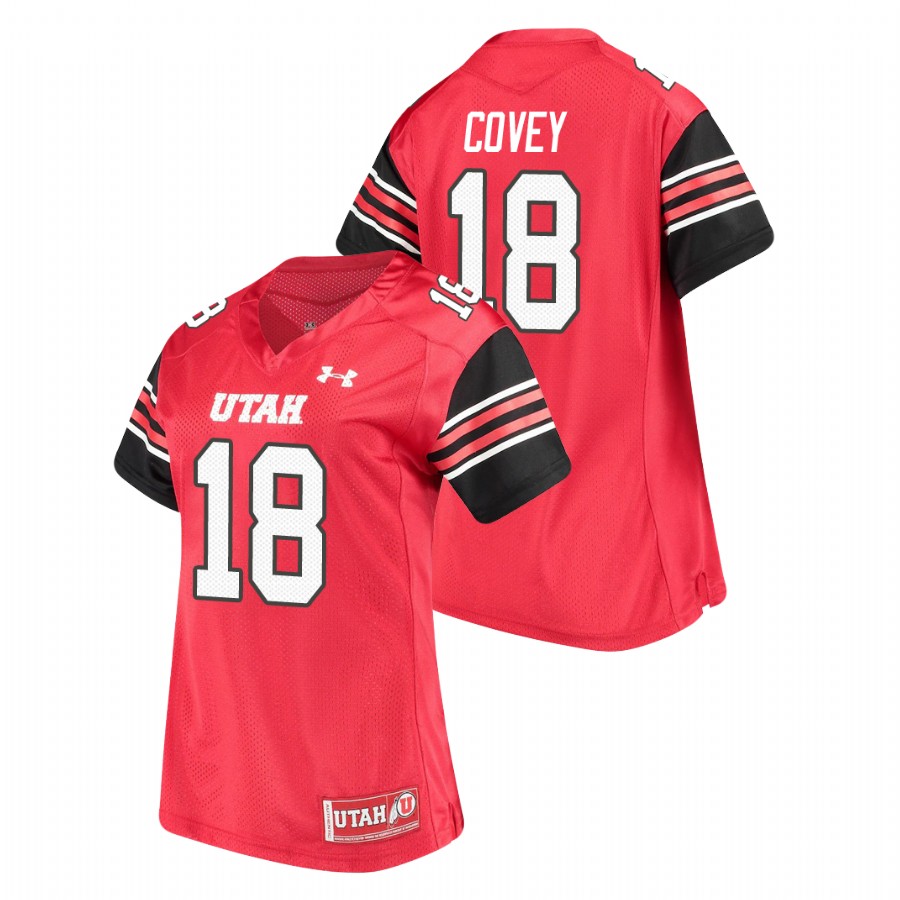 women's utah utes britain covey red replica performance football jersey