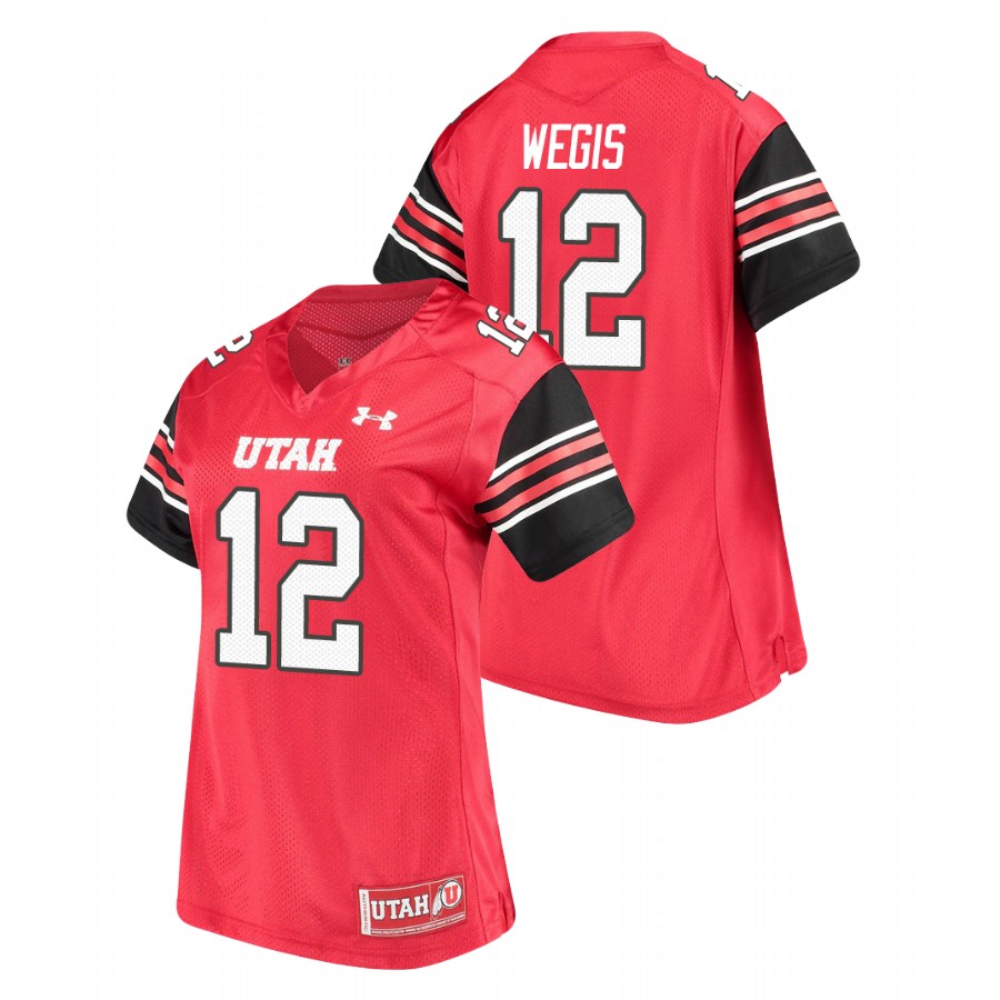 women's utah utes tyler wegis red replica performance football jersey