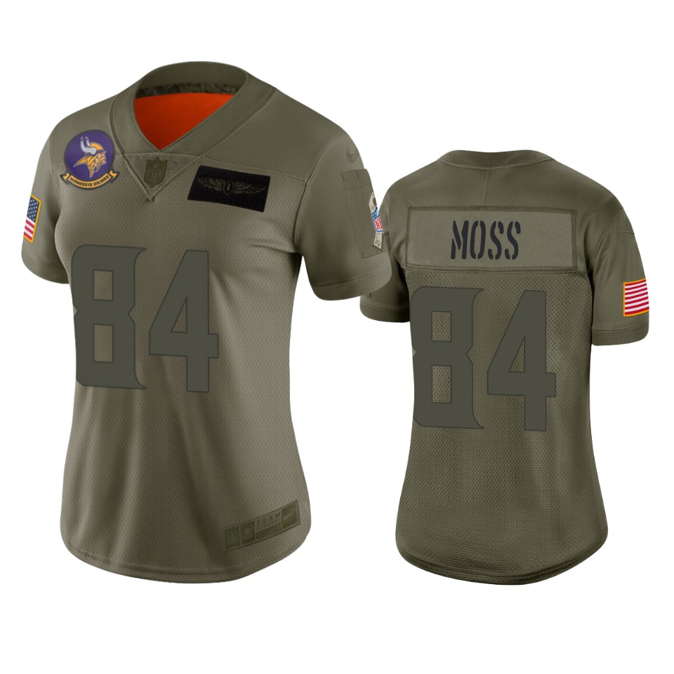 women's vikings randy moss camo limited 2019 salute to service jersey