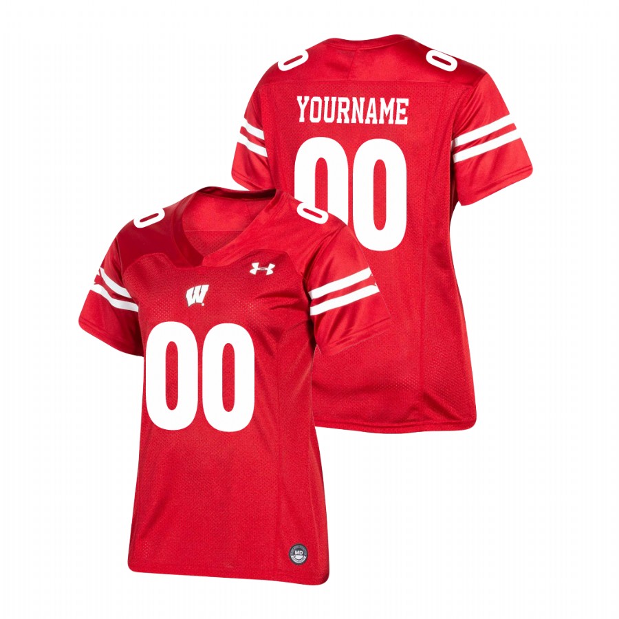 women's wisconsin badgers custom red replica football jersey