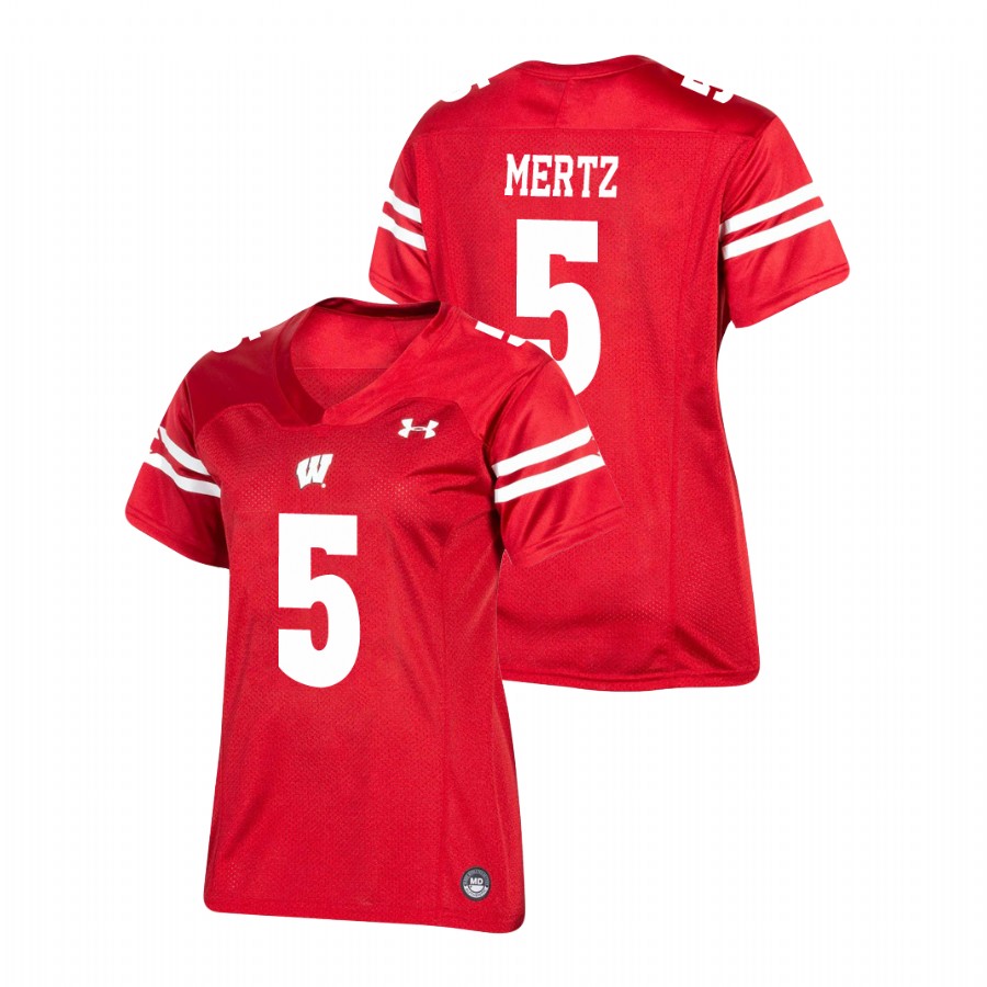 women's wisconsin badgers graham mertz red replica football jersey