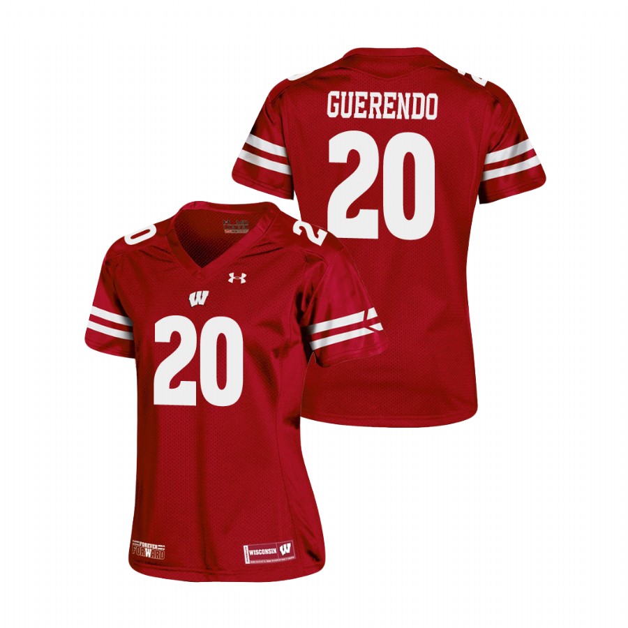 women's wisconsin badgers isaac guerendo red replica college football jersey