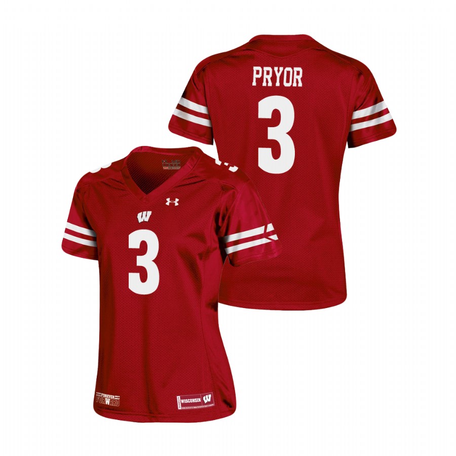 women's wisconsin badgers kendric pryor red replica college football jersey