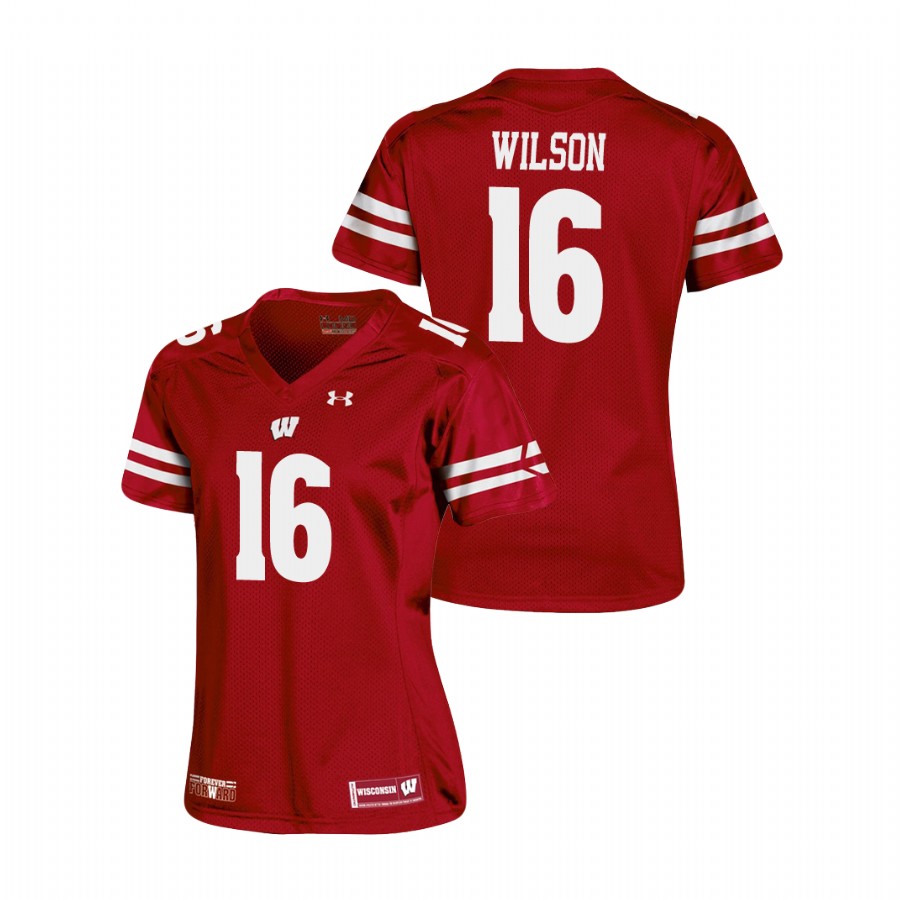 women's wisconsin badgers russell wilson red replica college football jersey