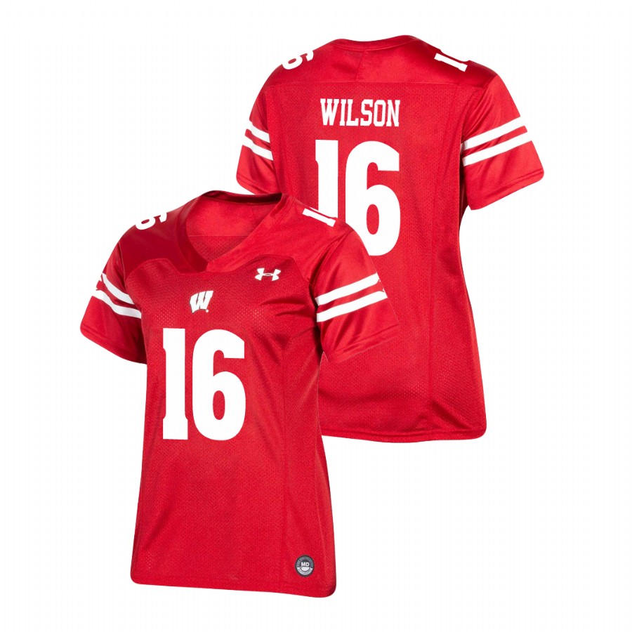 women's wisconsin badgers russell wilson red replica football jersey