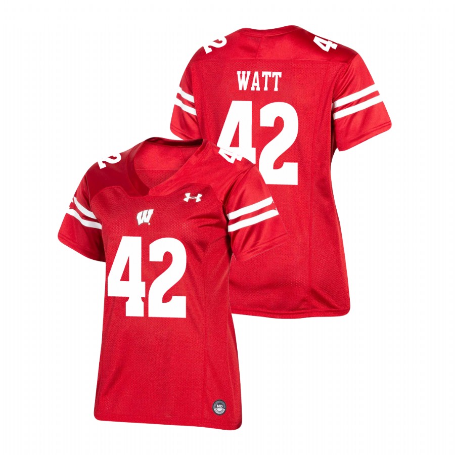 women's wisconsin badgers t.j. watt red replica football jersey