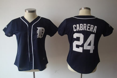 women Detroit Tigers 24 Miguel Cabrera Blue Jerseys