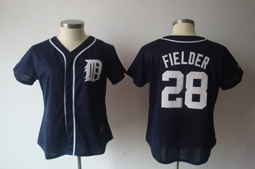 women Detroit Tigers 28 Prince Fielder Blue Jerseys