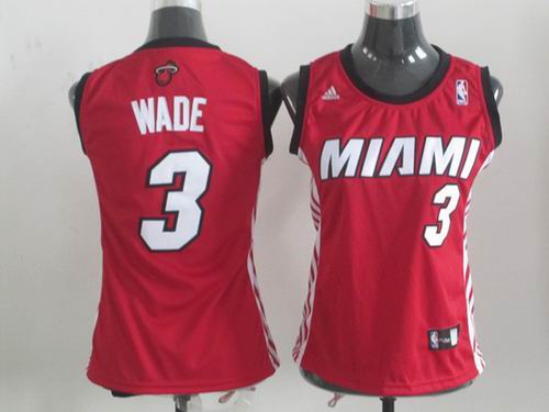 women Miami Heat 3 Dwyane Wade red jersey