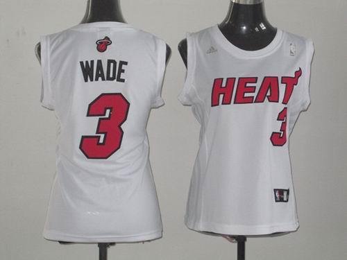 women Miami Heat 3 Dwyane Wade white jersey