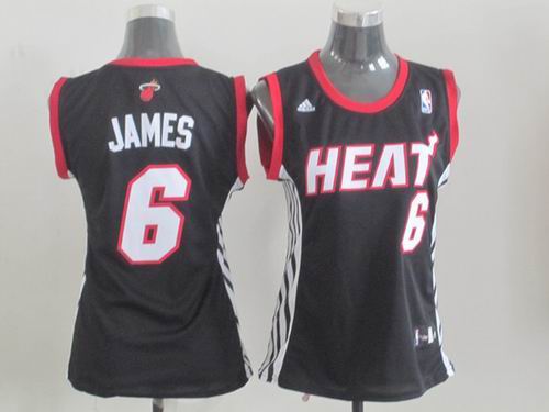 women Miami Heat 6 LeBron James black jersey