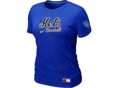 women New York Mets NEW Blue Short Sleeve Practice T-Shirt