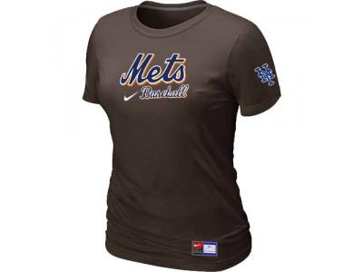 women New York Mets NEW Brown Short Sleeve Practice T-Shirt