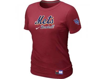 women New York Mets NEW Red Short Sleeve Practice T-Shirt