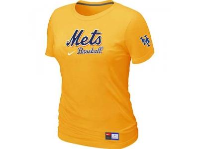 women New York Mets NEW Yellow Short Sleeve Practice T-Shirt