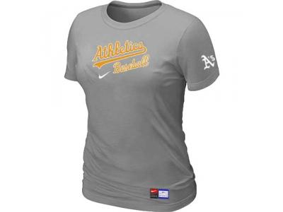 women Oakland Athletics NEW L.Grey Short Sleeve Practice T-Shirt