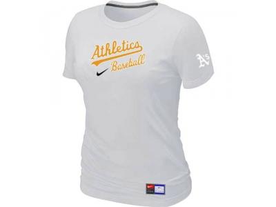 women Oakland Athletics NEW White Short Sleeve Practice T-Shirt