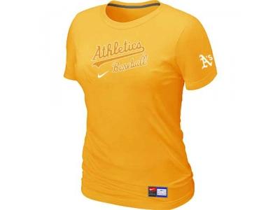 women Oakland Athletics NEW Yellow Short Sleeve Practice T-Shirt