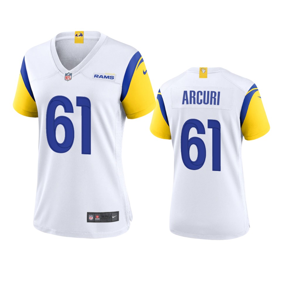 women a.j. arcuri rams alternate game white jersey