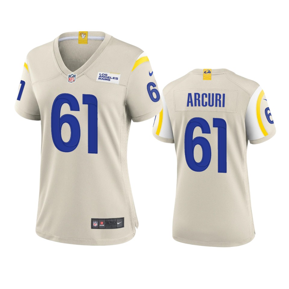 women a.j. arcuri rams game bone jersey
