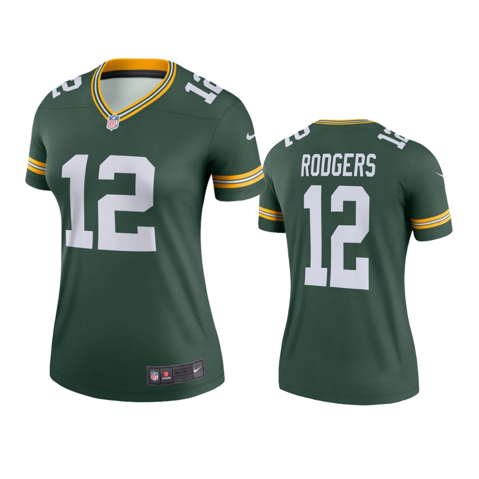 women aaron rodgers packers green legend jersey
