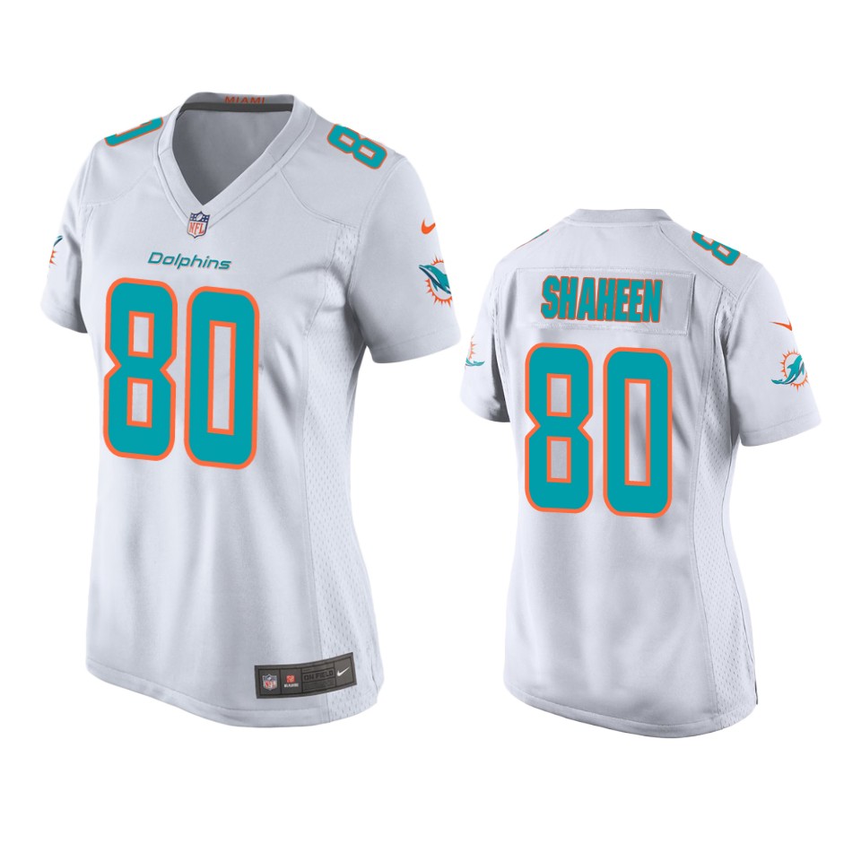 women adam shaheen dolphins white game jersey